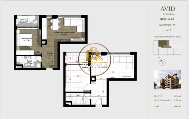 Tirane, shitet apartament Kati 3, 52 m² 1.150 Euro/m2 (Bulevardi i Ri ,Stacioni i Trenit)