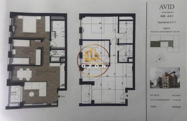 Tirane, shitet apartament 2+1 Kati 3, 92 m² 1.150 Euro/m2 (Rruga Filip Jano)
