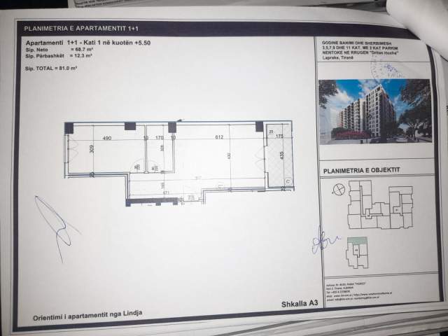 Tirane, shitet apartament 1+1+BLK Kati 1, 81 m² 85.000 Euro (dritan hoxha)