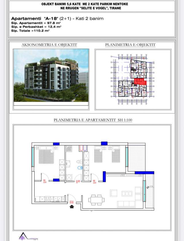 Tirane, shitet apartament 2+1 Kati 2, 110 m² 1.200 Euro (Xhamia, Kopshti botanik)