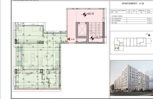 Tirane, shitet apartament 2+1 Kati 7, 101 m² 110 Euro (Porcelan)