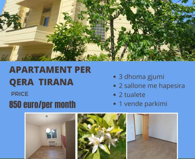 Tirane, jepet me qera 3+1+A+BLK Kati 1, 184 m² 850