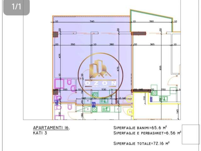 Pogradec, shitet apartament 1+1+A+BLK Kati 1, 67 m² 62.000 Euro (POGRADEC PRANE LIQENIT)