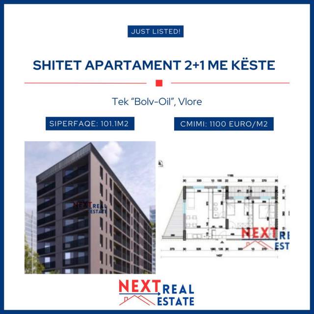 Vlore, shitet apartament 1+1 Kati 1, 101 m² 111.210 Euro (Rruga Pelivan Leskaj)
