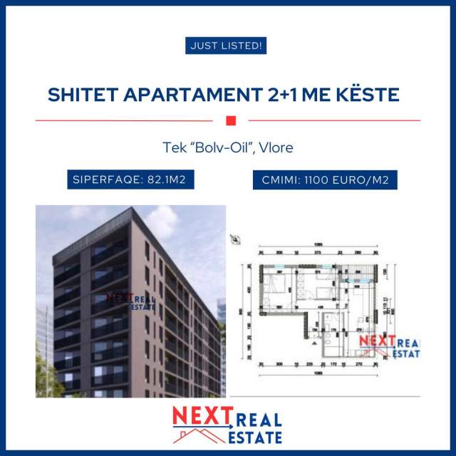 Vlore, shitet apartament 1+1 Kati 1, 82 m² 90.310  (Rruga Pelivan Leskaj)