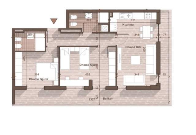 Tirane, shitet 2+1+BLK Kati 8, 110 m² 90.000 Euro