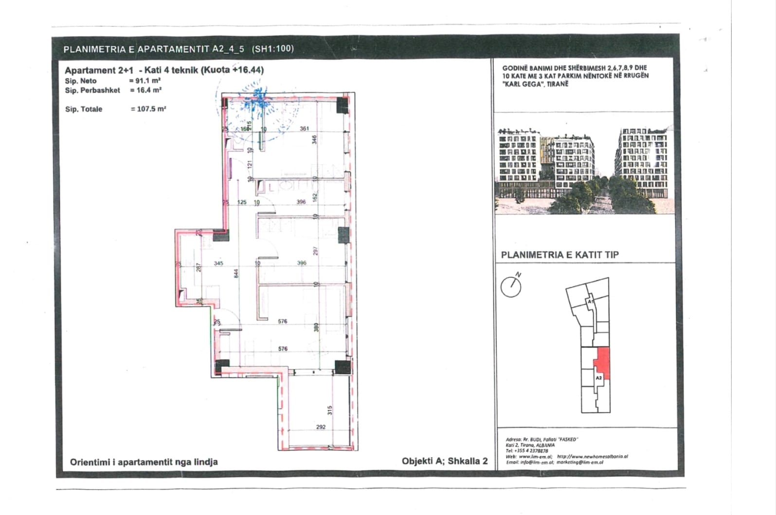 SHITET APARTAMENT 2+1 KOMPLEKSI NOVUS BULEVARDI I RI TIRANE