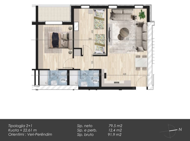 SHITET APARTAMENT 2+1+2 I PERFUNDUAR TEK UNIVERS CITY