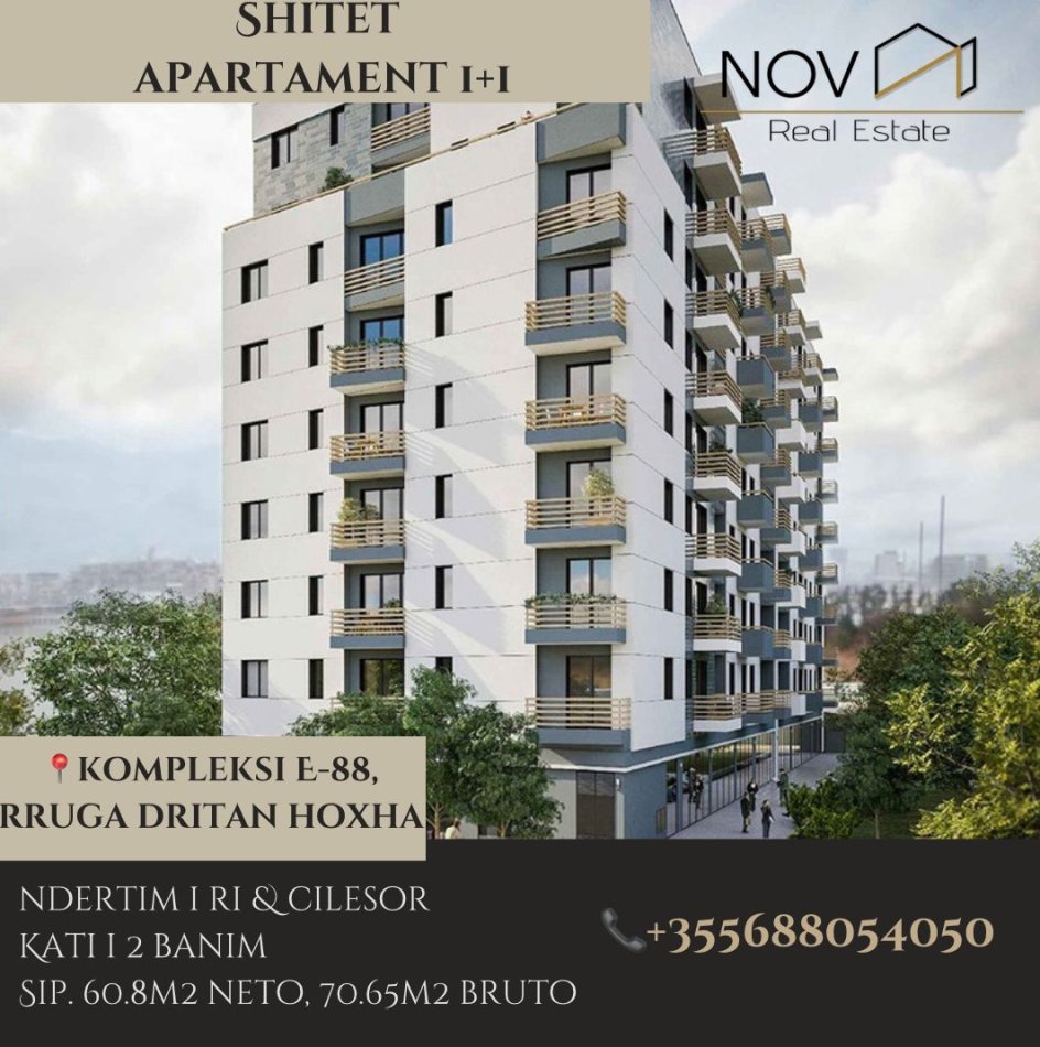 Tirane, shitet apartament 1+1, Kati 2, 71 m² 95,000 € 