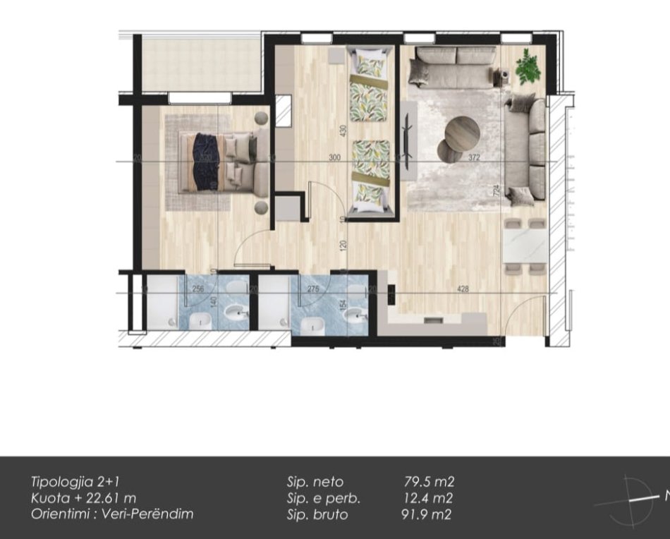 SHITET APARTAMENT 2+1+POST PARKIMI TEK UNIVERS CITY -QTU