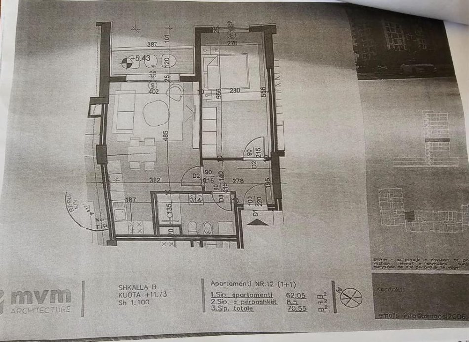 Tirane, shitet apartament 1+1+Ballkon Kati 3, 71 m² 95,000 € (rruga xhanfize keko)