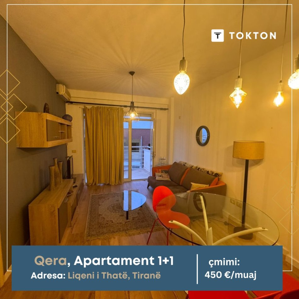 Tirane, jepet me qera apartament 1+1 Kati 3, 70 m² 450 € (Liqeni i Thatë)