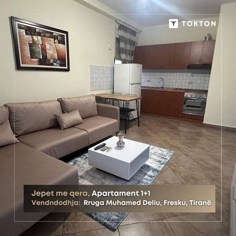 Tirane, jepet me qera apartament 1+1 Kati 4, 60 m² 320 € (Rruga Muhamet Deliu)