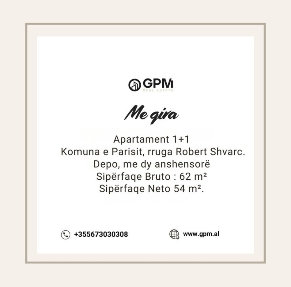 Tirane, jepet me qera apartament 1+1+Ballkon Kati 2, 62 m² 500 € (Rruga Robert Shvarc)