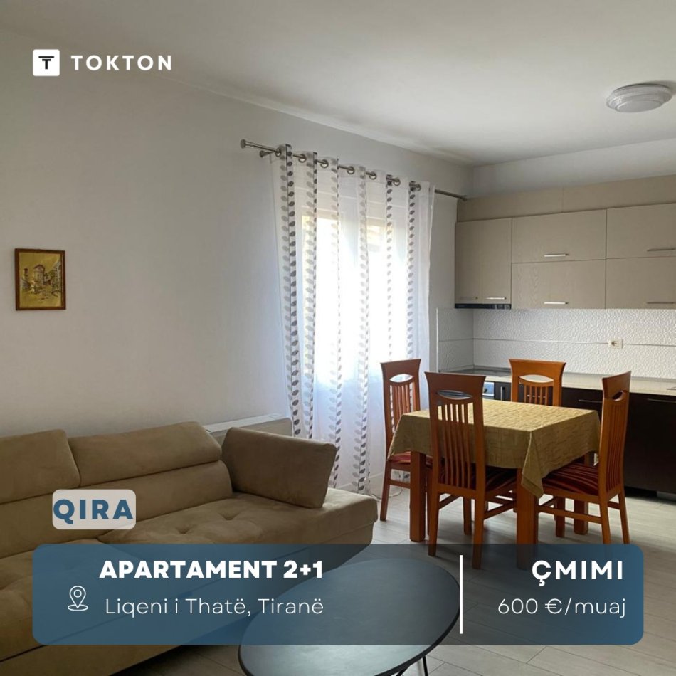 Tirane, jepet me qera apartament 2+1 Kati 2, 69 m² 600 € (Liqeni i Thatë)