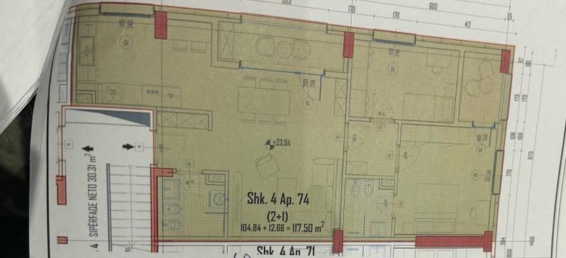 Tirane, shitet apartament 2+1 Kati 7, 117 m² 146.875 € (Dogana, Askes Tirana)