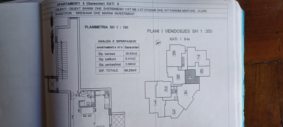 Vlore, shitet garsonier 1+1 Kati 9, 49 m² (RRuga Sazani sa mbaron Transballkanikja)