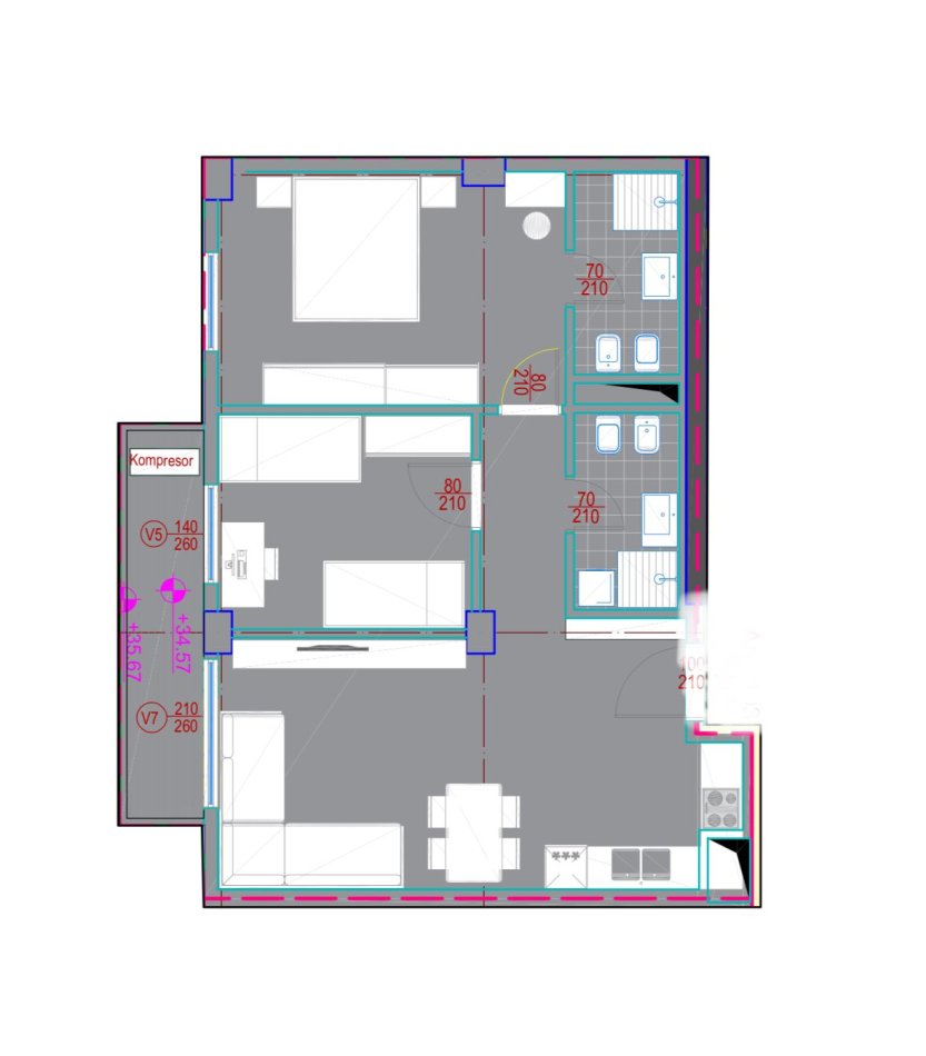 Tirane, shitet apartament 2+1+Ballkon , 99 m² 231.000 € (Pallat ne ndertim, Komuna e Parisit)