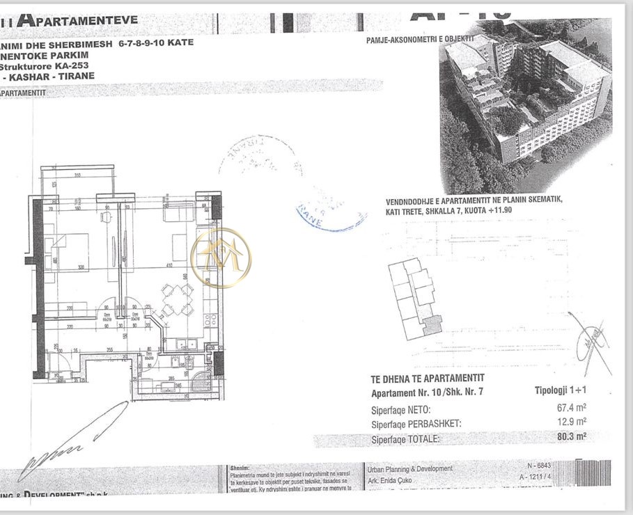 Tirane, shitet apartament 1+1 Kati 3, 80 m² 104.000 € (Astir)