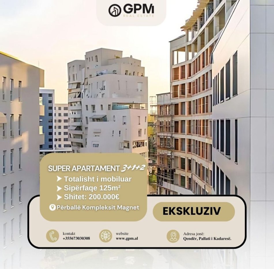 Tirane, shitet apartament 3+1 , 125 m² 200.000 € (Kompleksi Magnet)