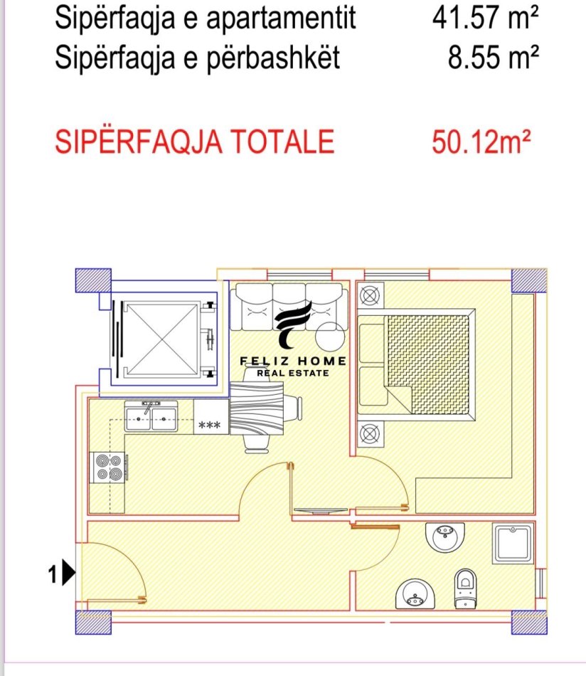 Tirane, shitet apartament 1+1+Ballkon Kati 6, 50 m² 80.000 € (SELITE)