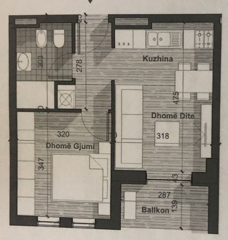 Tirane, shitet apartament 1+1 Kati 4, 53 m² 62.000 € (Kompleksi Univers City, Rruga Gryka e Kacanikut)