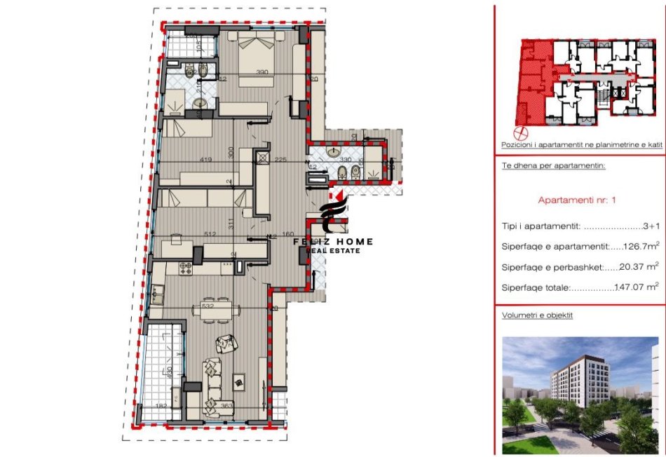 Tirane, shitet apartament 3+1+Ballkon Kati 2, 147 m² 242.000 € (STACIONI TRENIT)