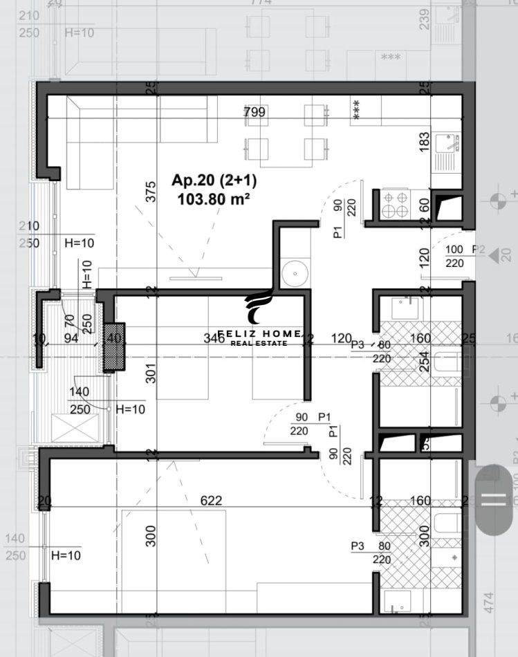 Tirane, shitet apartament 2+1+Ballkon Kati 4, 104 m² 140.000 € (FUSHA AVIACIONIT)