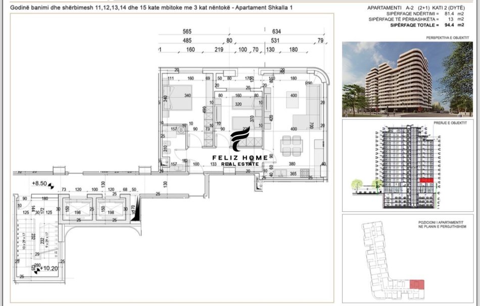Tirane, shitet apartament 2+1+Ballkon Kati 2, 94 m² 207.680 € (BULEVARDI GJERGJ FISHTA)