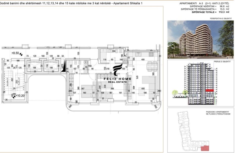 Tirane, shitet apartament 2+1+Ballkon Kati 3, 112 m² 247.000 € (BULEVARDI GJERGJ FISHTA)