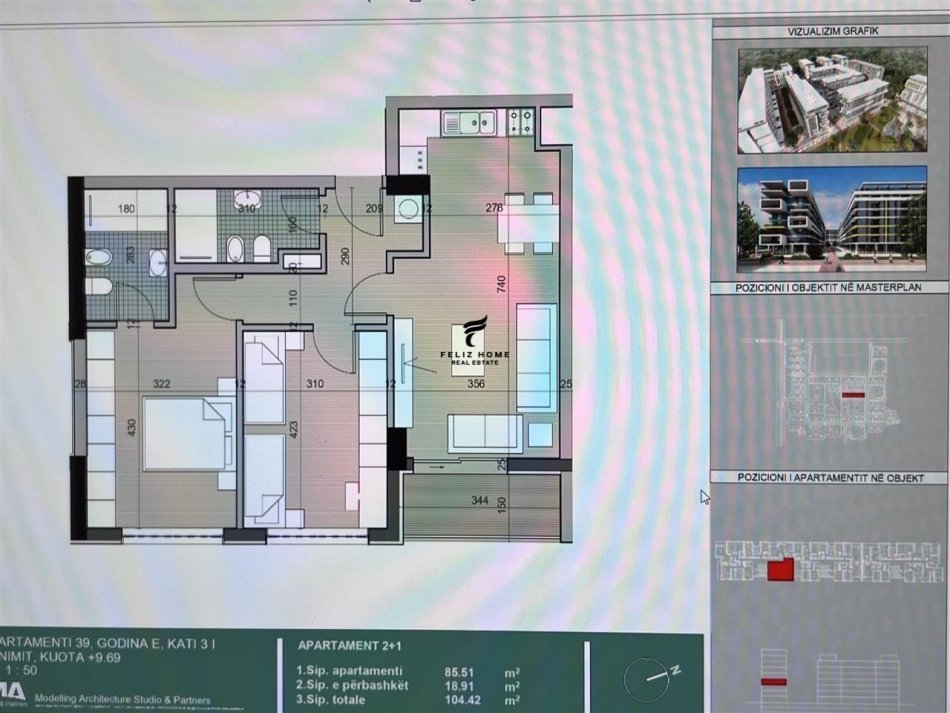 Tirane, shitet apartament 2+1 Kati 3, 104 m² 105.000 € (UNIVERS CITY)