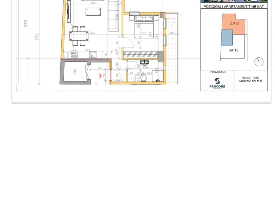 Tirane, shitet apartament 1+1+Ballkon Kati 7, 64 m² 125.000 € (Rruga Ali Visha)