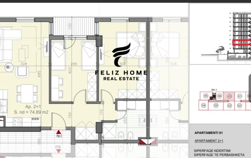 Tirane, jepet me qera apartament 2+1 Kati 2, 85 m² 290 € (UNIVERS CITY)
