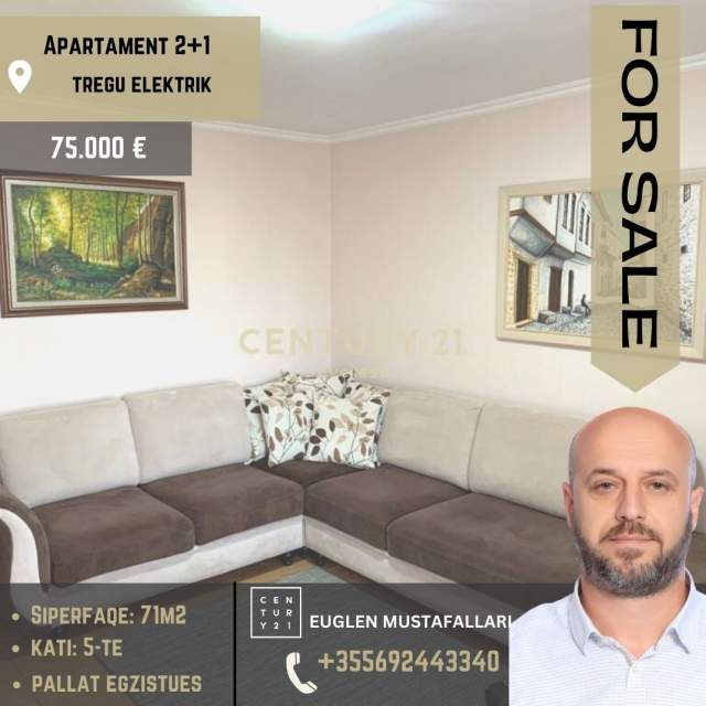Tirane, shitet apartament 2+1 Kati 5, 71 m² 75.000 Euro (Rruga '' Todi Shkurti'')