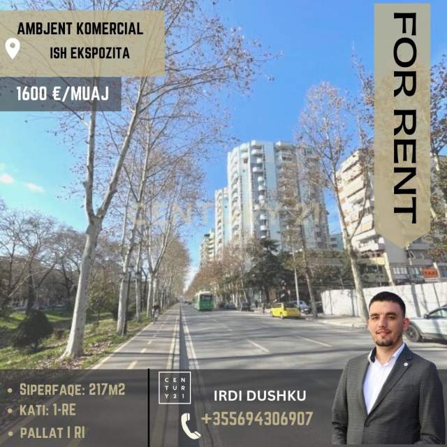 Tirane, jepet me qera ambjent biznesi Kati 1, 217 m² 1.600  (Ish Ekspozita)