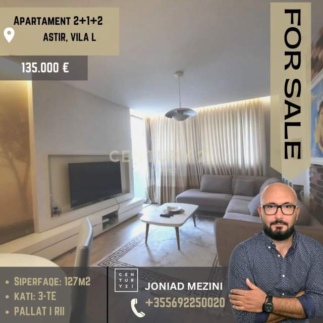 Tirane, shitet apartament 2+1 Kati 3, 127 m² 135.000 Euro (Vila L, Astir)