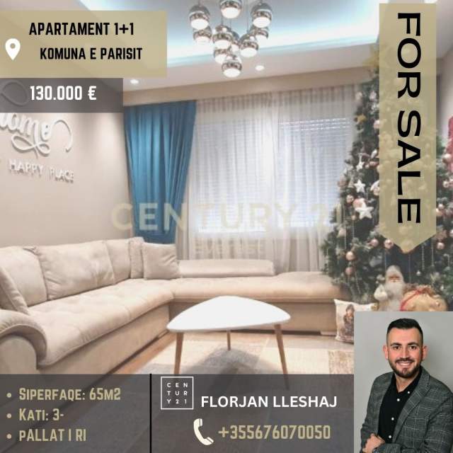 Tirane, shitet apartament 1+1+BLK Kati 3, 65 m² 130.000 Euro (Komuna e Parisit)