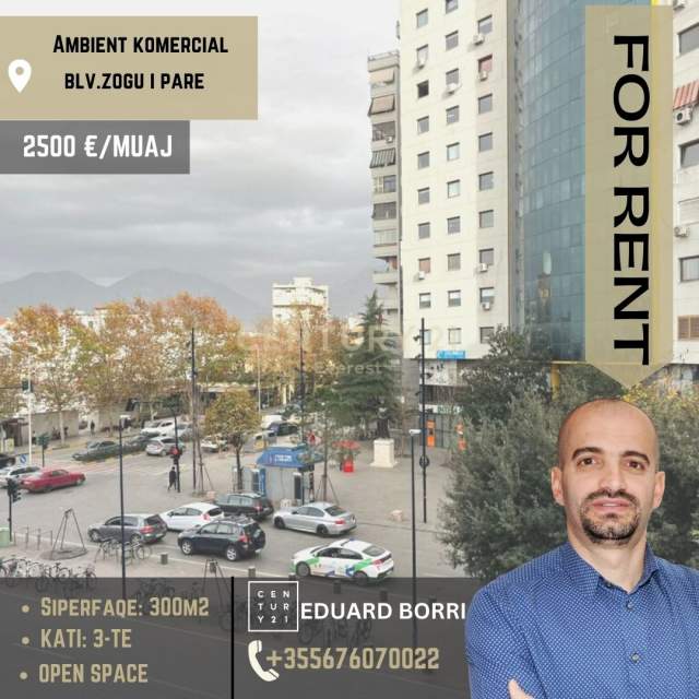 Tirane, jepet me qera ambjent biznesi Kati 3, 300 m² 2.500 Euro (Bulevardi Zogu i Pare)