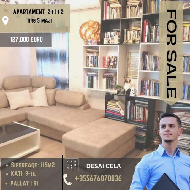 Tirane, shitet apartament 2+1+A+BLK Kati 9, 115 m² 127.000 Euro (Rruga ''5 Maji'')