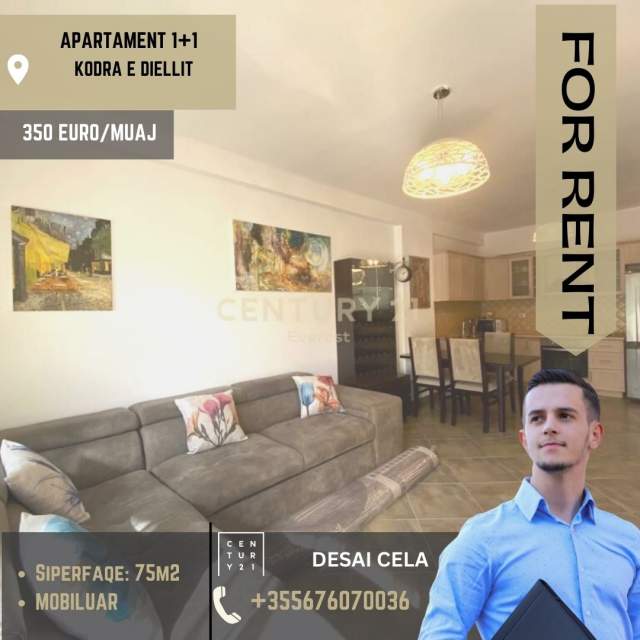 Tirane, jepet me qera apartament 1+1+BLK Kati 5, 75 m² 350 Euro (Kristal Center)