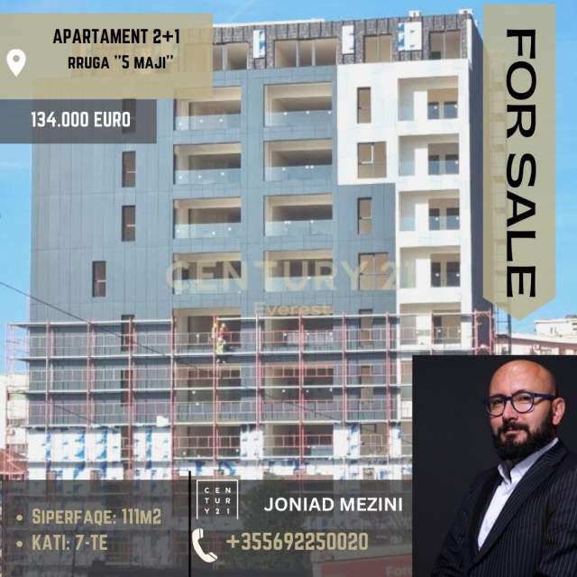 Tirane, shitet apartament 2+1+BLK Kati 7, 111 m² 134.000 Euro (Rruga ''5 Maji'')