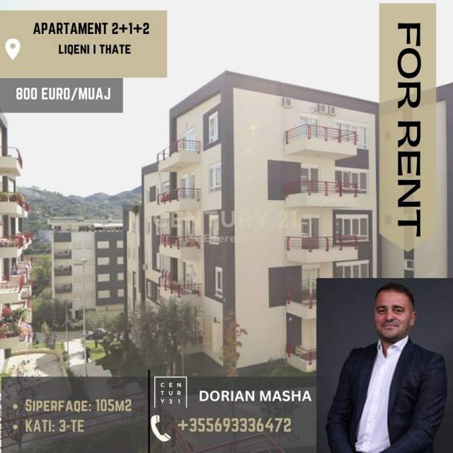 Tirane, jepet me qera apartament 2+1+BLK Kati 3, 105 m² 800 Euro (Liqeni i Thate)
