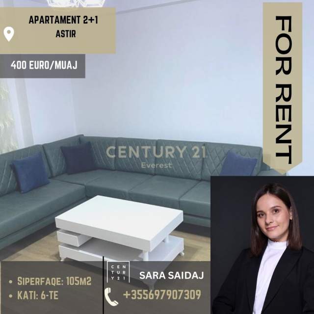 Tirane, jepet me qera apartament 2+1+BLK Kati 6, 105 m² 400 Euro (Astir)