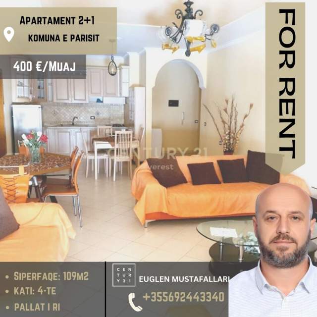 Tirane, jepet me qera apartament Kati 4, 109 m² 400 Euro (Komuna e Parisit)