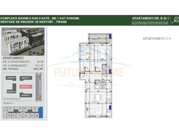 Tirane, shitet apartament 2+1 , 106 m² 132.750 € (Tirana Entry 2, Tiranë.)