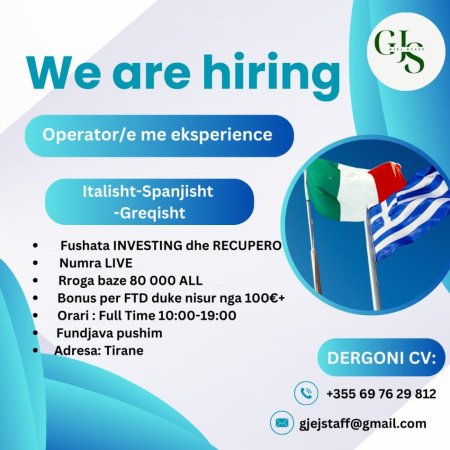 Tirane, njoftim Kerkoj Operator/e