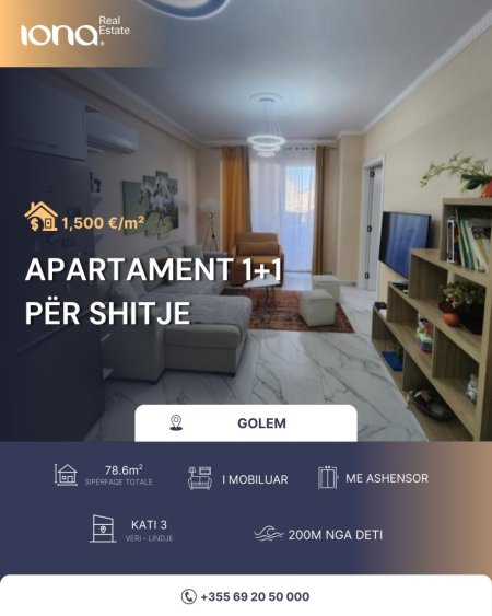 Golem, shitet apartament 1+1 Kati 3, 78 m² (Prane Blue Fafa)