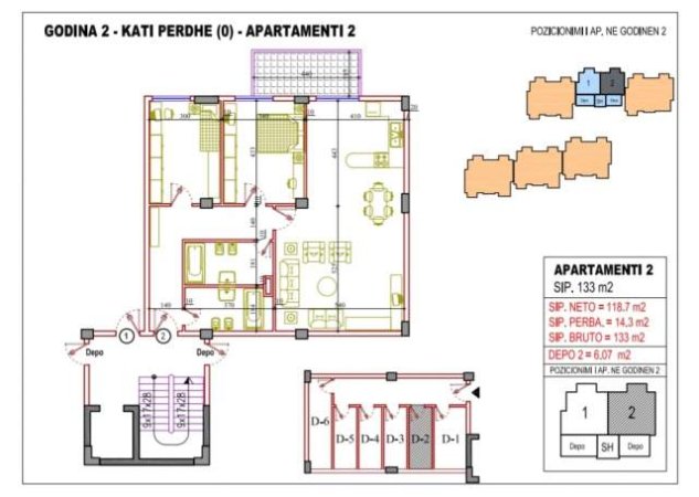 Apartament 2+1+Garazh  250.000 Euro (Kopshti Botanik)