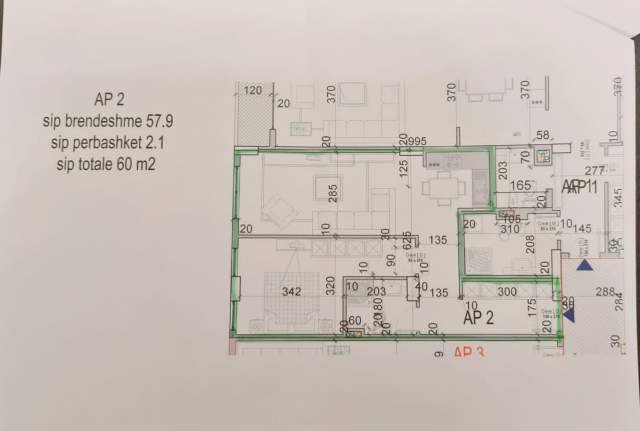 Tirane, shitet apartament 1+1+BLK Kati 7, 60 m² 86.000 Euro (Komuna e Parisit)