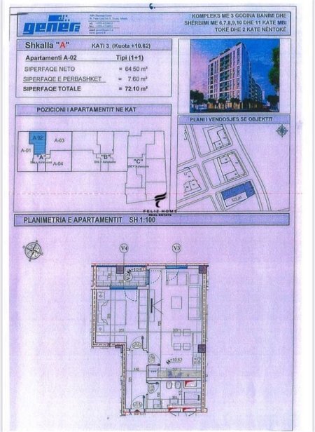 SHITET APARTAMENT,BULEVARADI I RI,105.000 EURO.
